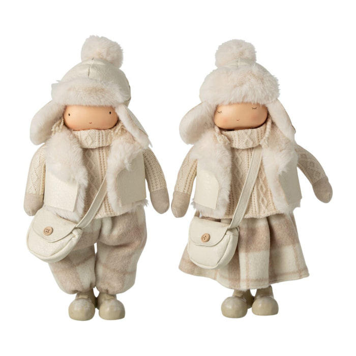 J-Line Garçon et fille sac et chapeau - polyester - beige - small - assortiment de 2