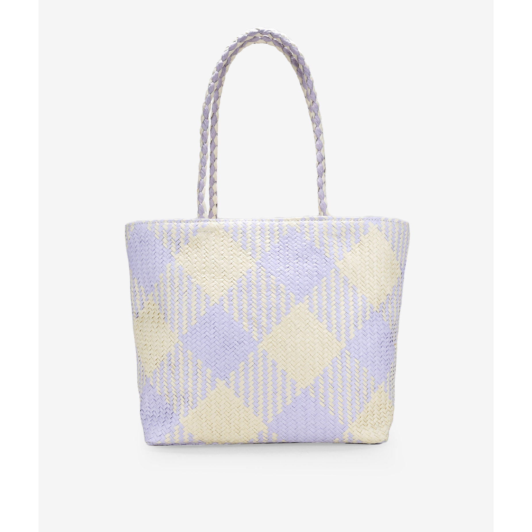 Bolso de playa tipo shopper lila y beige