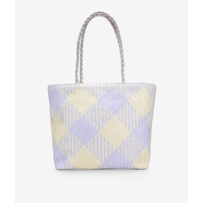 Bolso de playa tipo shopper lila y beige