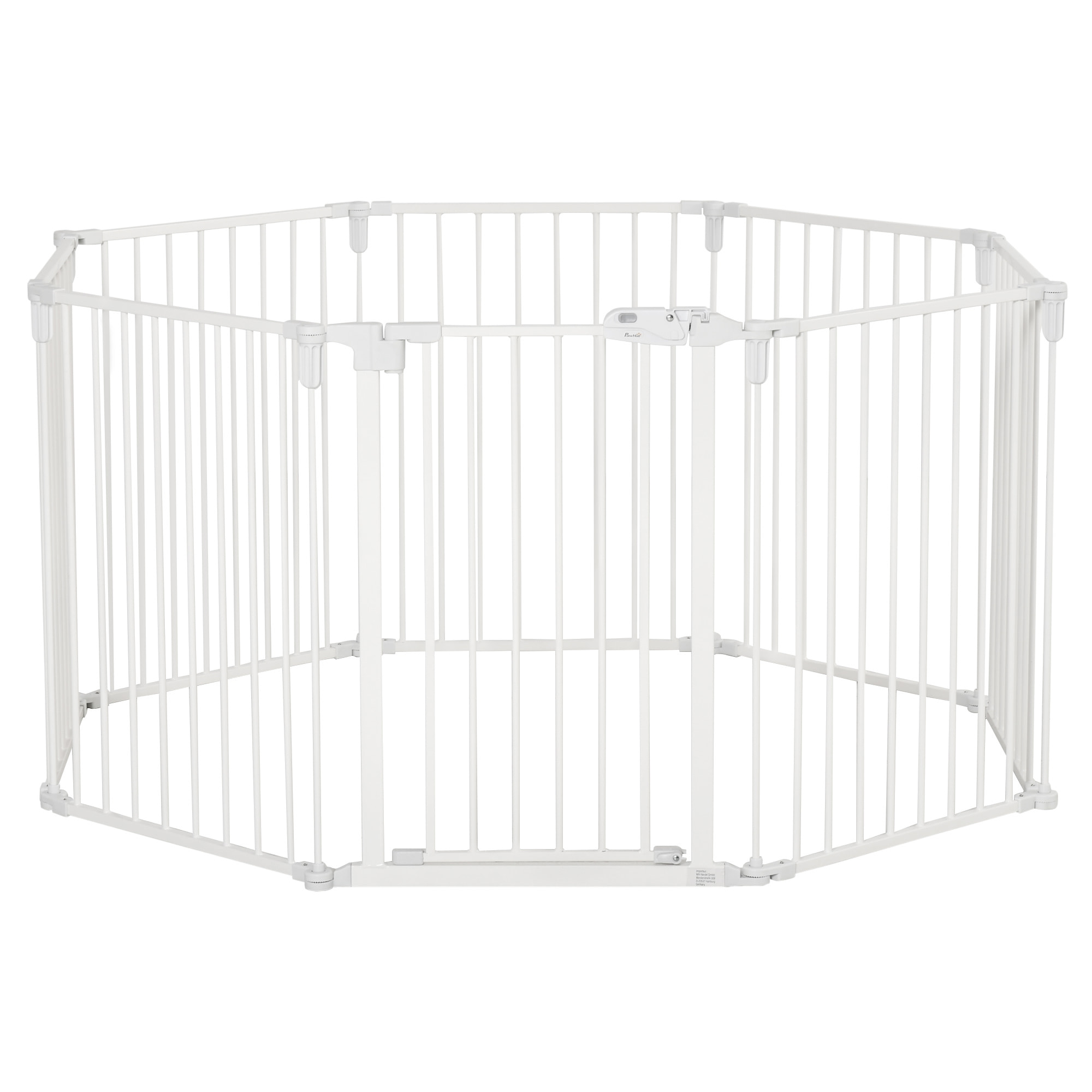 Barrière de sécurité - parc enclos chien modulable pliable - porte verrouillable - 8 panneaux acier et PP - dim. 482,5L max. x 76H cm blanc