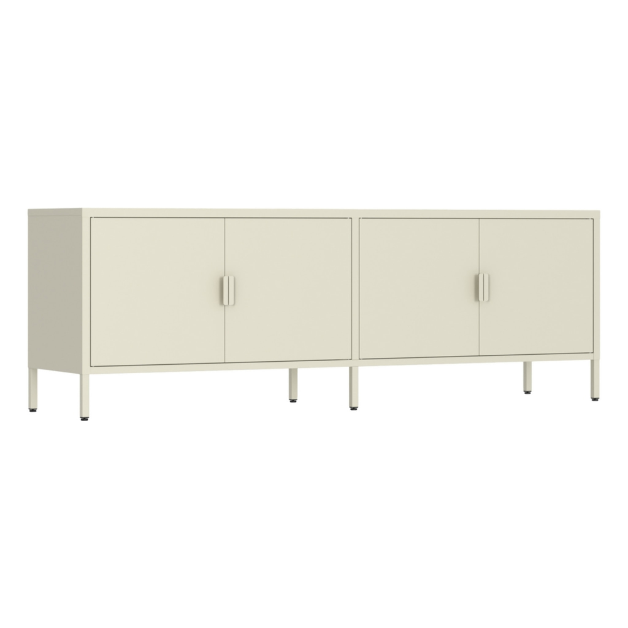 Mobile tv basso in metallo 4 ante 162x40x57 cm avorio - Pop