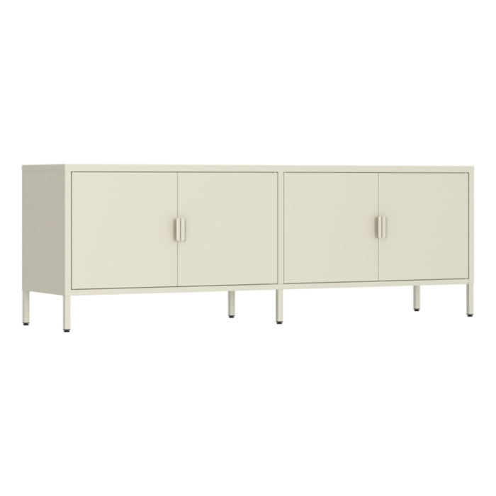 Mobile tv basso in metallo 4 ante 162x40x57 cm avorio - Pop