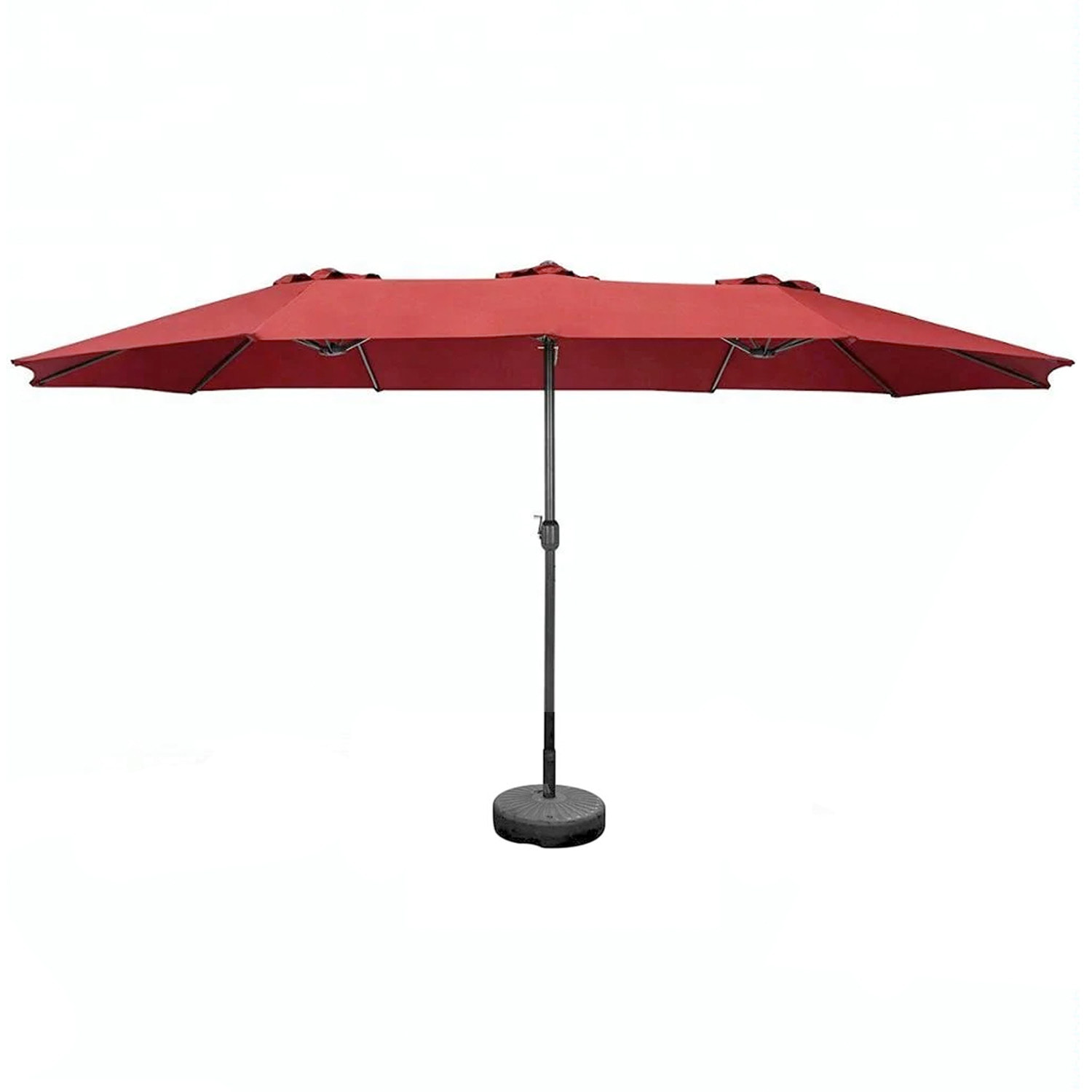 Twin - Ombrellone da giardino a doppio tettuccio con palo centrale da Ø48 mm e telo in poliestere con airvent. Doppio ombrellone da giardino terrazzo o piscina. 4,50X2,65 MT bordeaux