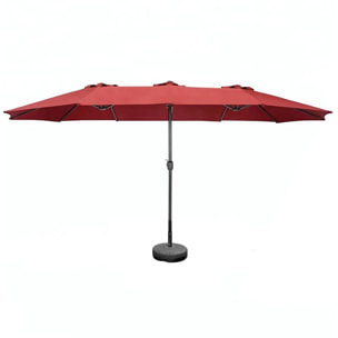 Twin - Ombrellone da giardino a doppio tettuccio con palo centrale da Ø48 mm e telo in poliestere con airvent. Doppio ombrellone da giardino terrazzo o piscina. 4,50X2,65 MT bordeaux