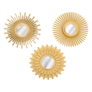 Lot de 3 miroirs "Amed" D25cm or