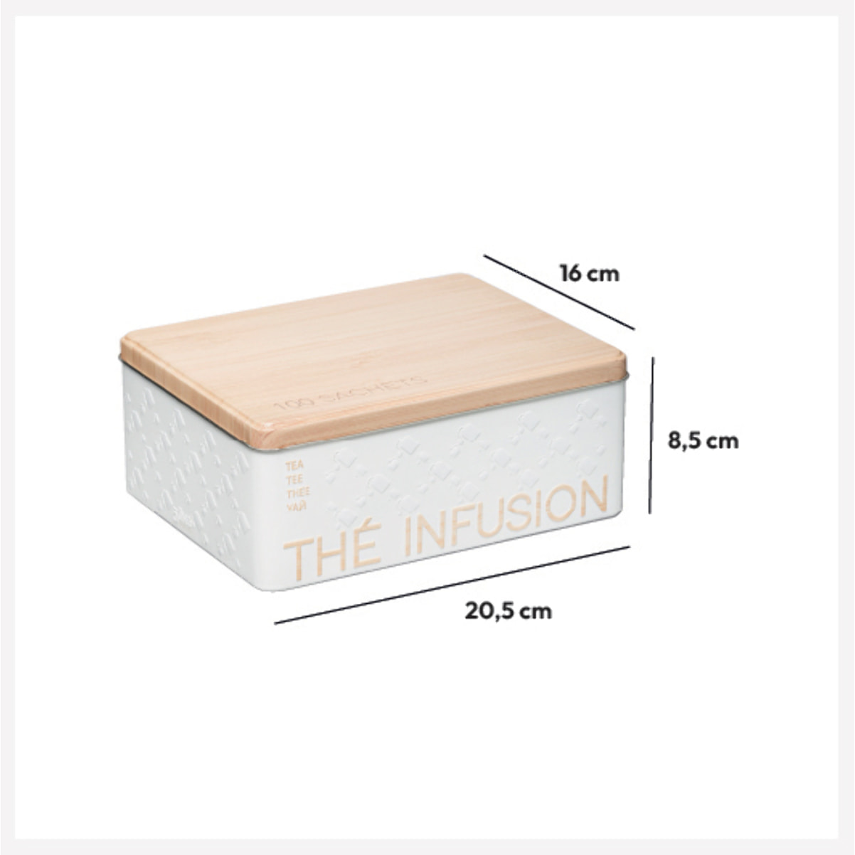 Boîte à thé 6 compartiments métal Blanc Scandi Nature