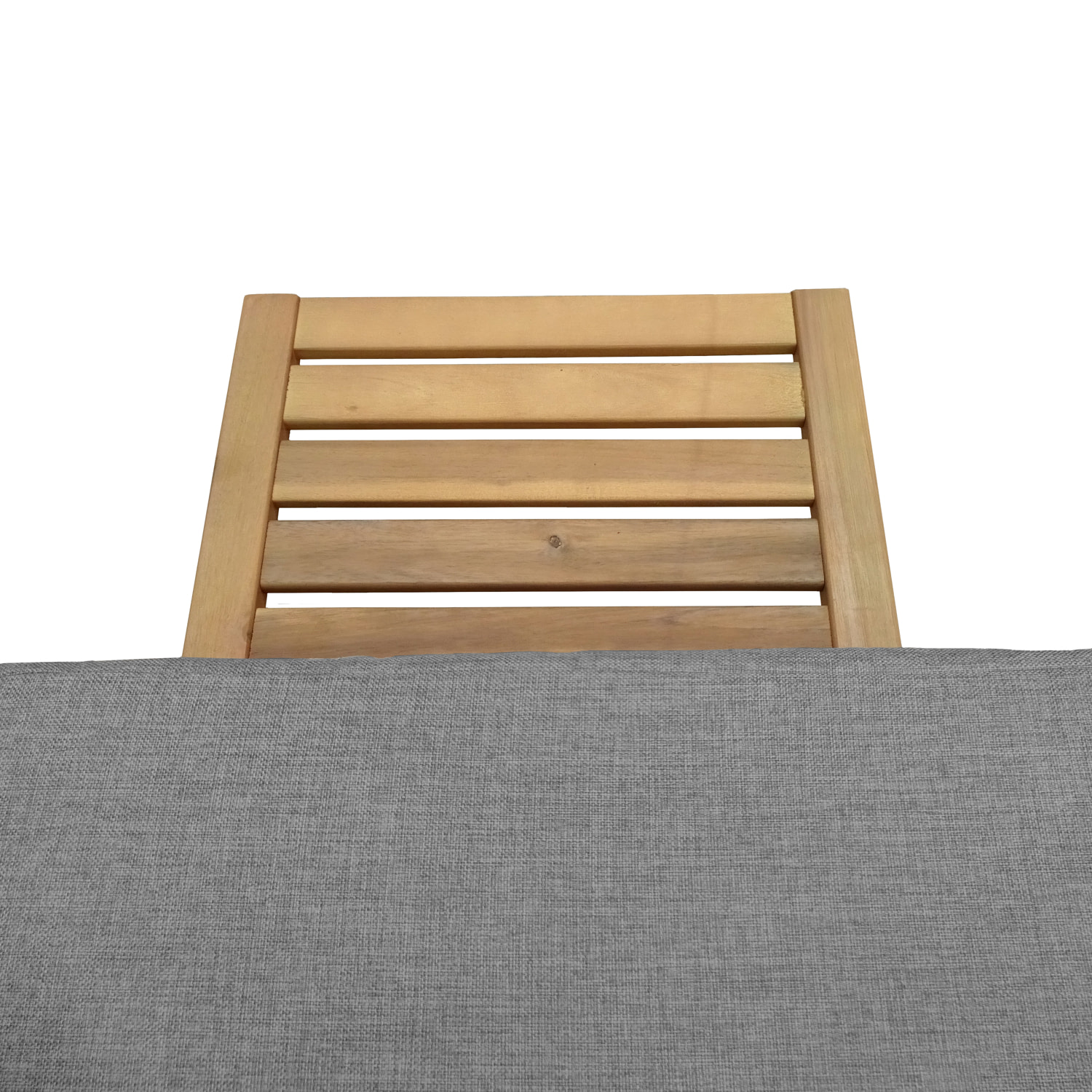 Bain de soleil pliant en acacia KANAWA - coussin gris