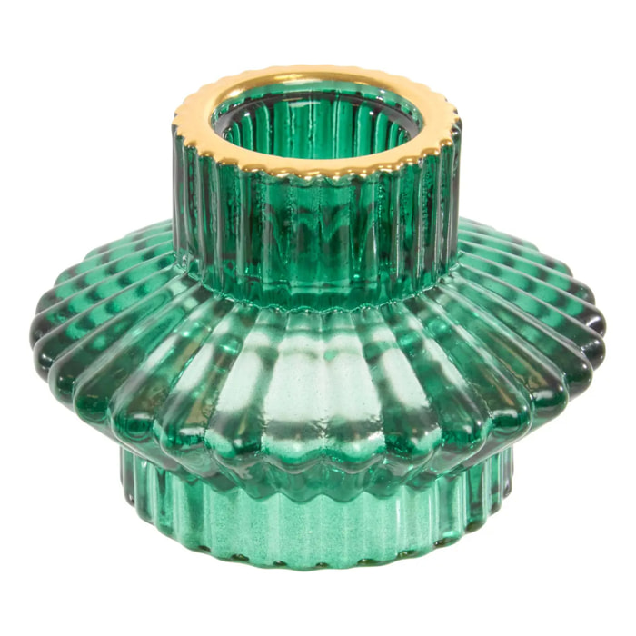 Photophore de Noël en verre réversible rouge et vert