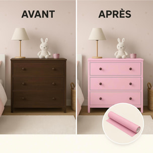 Rouleau adhésif décoratif Vinyle au Mètre - Rose poudre - Sticker Lavable Imperméable Mur Cuisine Meubles