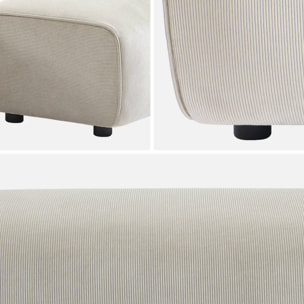 Pouf, repose-pieds pour canapé d'angle 3 places Wallas velours côtelé WALLAS