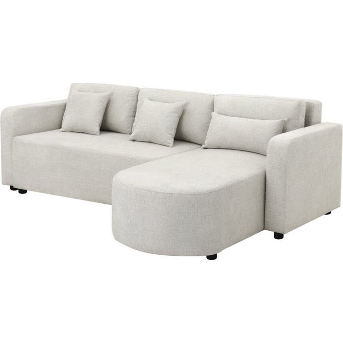 Canapé d'angle convertible/réversible en tissu "Charles" - 3 places - Beige