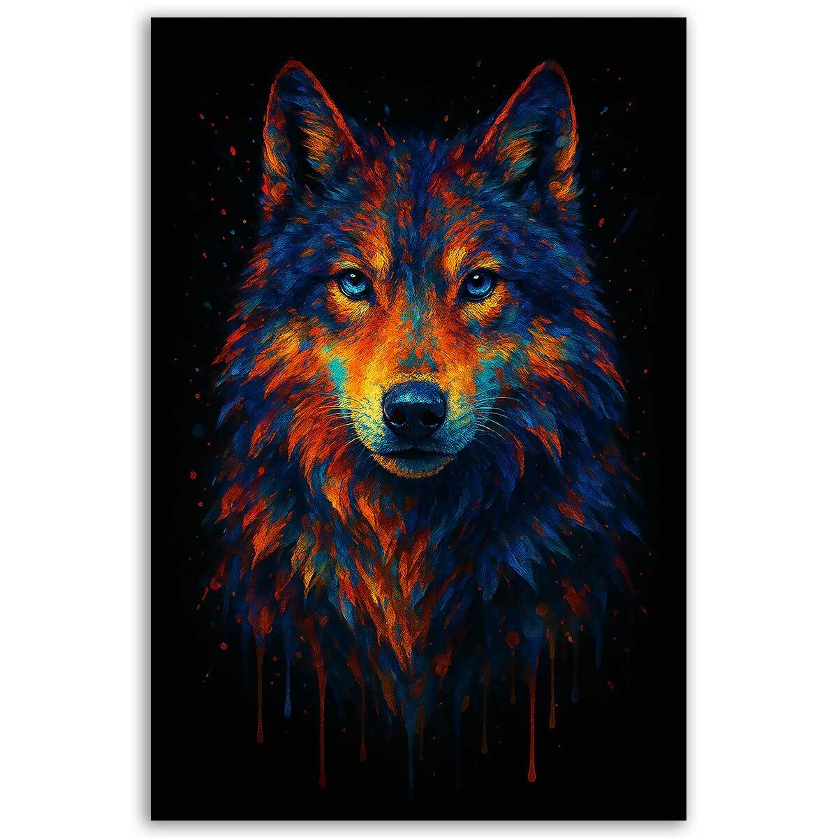 Tableau loup éclats chromatiques Toile imprimée