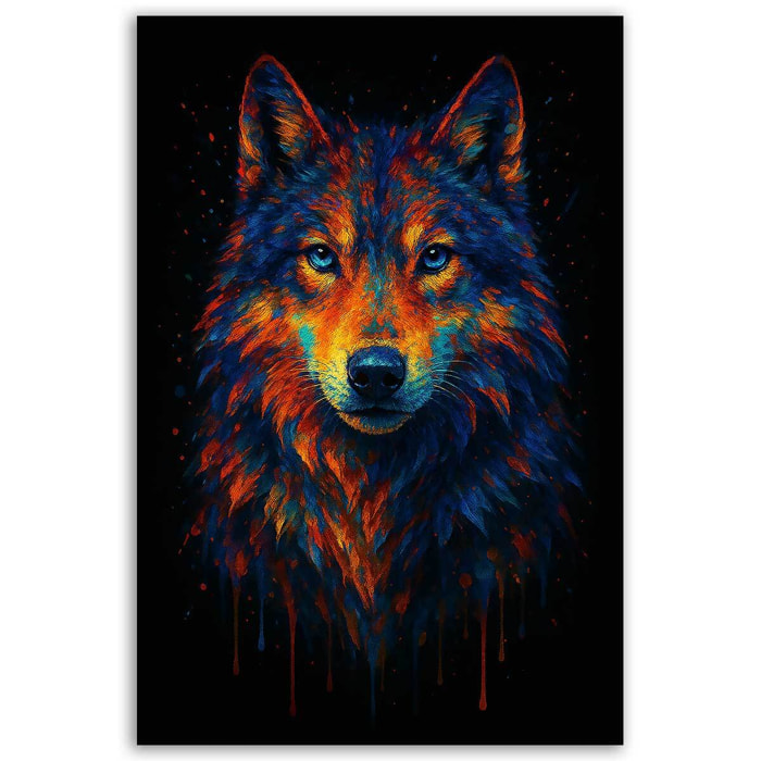 Tableau loup éclats chromatiques Toile imprimée