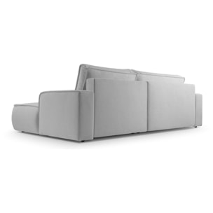Nessino - canapé d'angle droit 4 places - convertible avec coffre - en tissu texturé - Gris clair