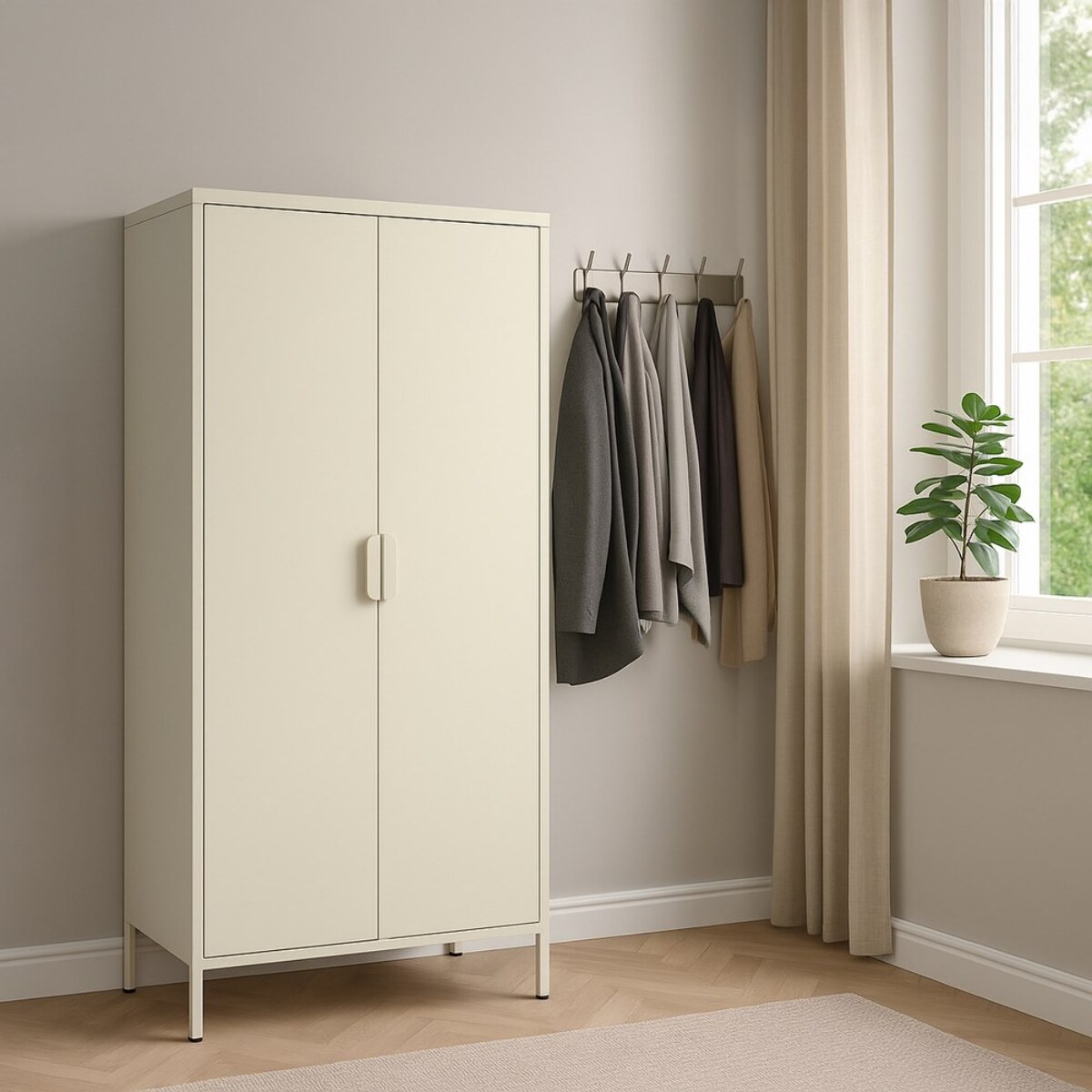 Armadio in metallo 2 ante 80x40x170h cm avorio - Pop