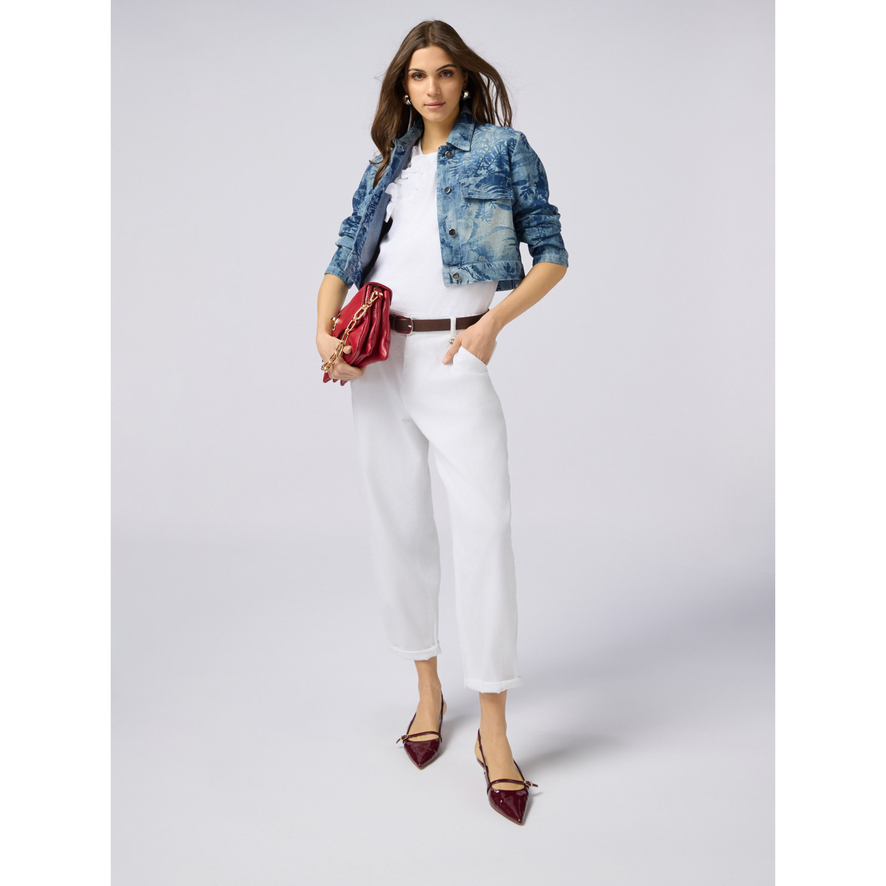 Oltre - Pantaloni baggy in cotone con cintura - Bianco