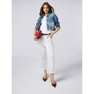 Oltre - Pantaloni baggy in cotone con cintura - Bianco