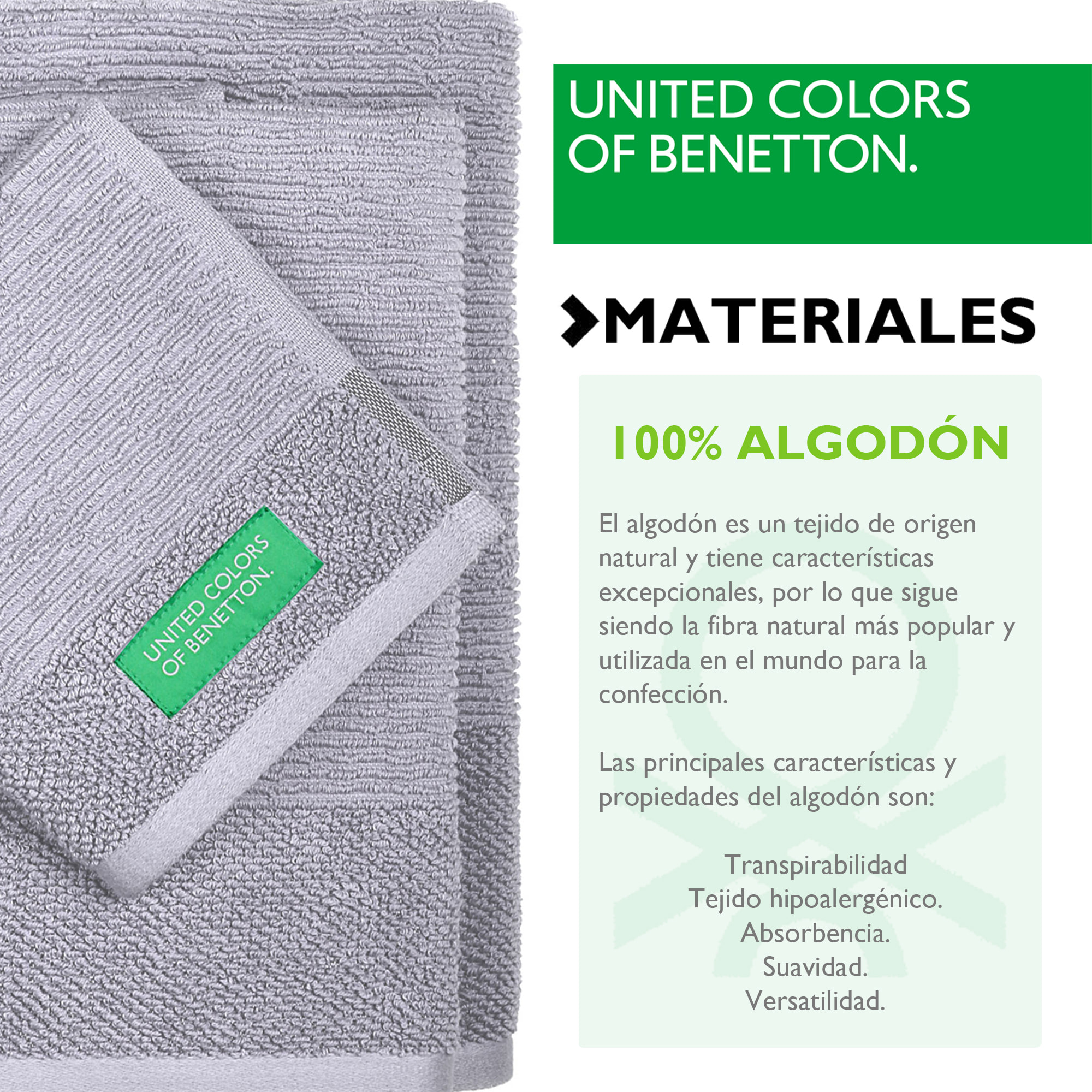 PACK DE 2 SET DE 3 TOALLAS DE BAÑO EN COLOR AZUL Y GRIS - BENETTON