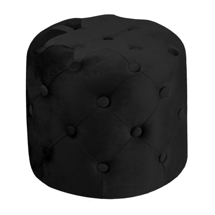 Pouf Poggiapiedi Rotondo Seduta In Velluto Velvet Parigi Nero