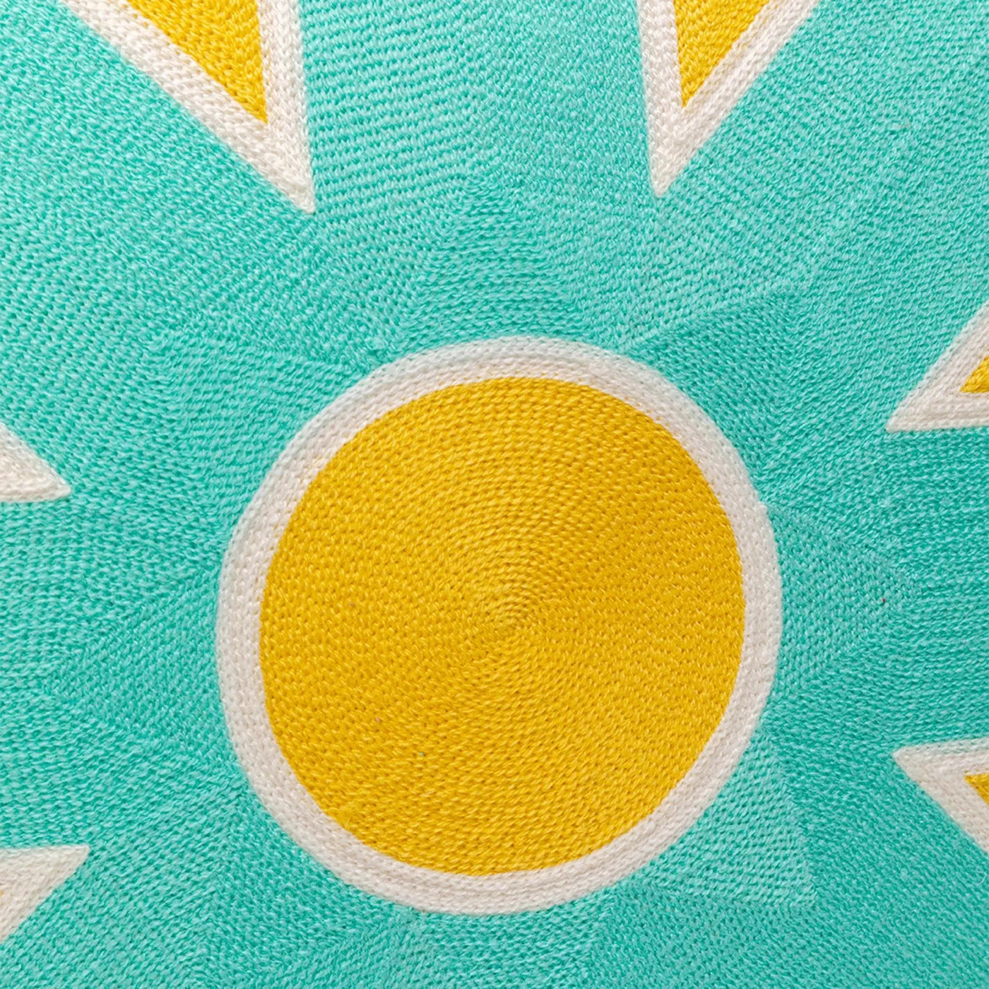 Coussin Icon soleil jaune et turquoise Kare Design