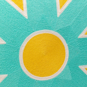 Coussin Icon soleil jaune et turquoise Kare Design