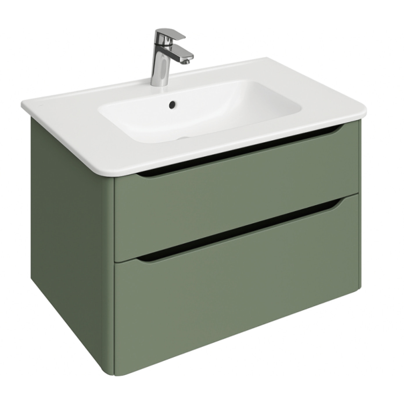 Meuble vasque suspendu VITRA Sento Round 80cm Vert mat + Colonne version droite