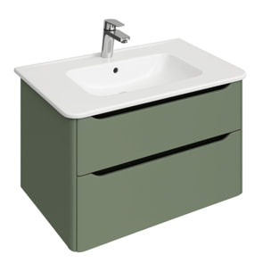 Meuble vasque suspendu VITRA Sento Round 80cm Vert mat + Colonne version droite
