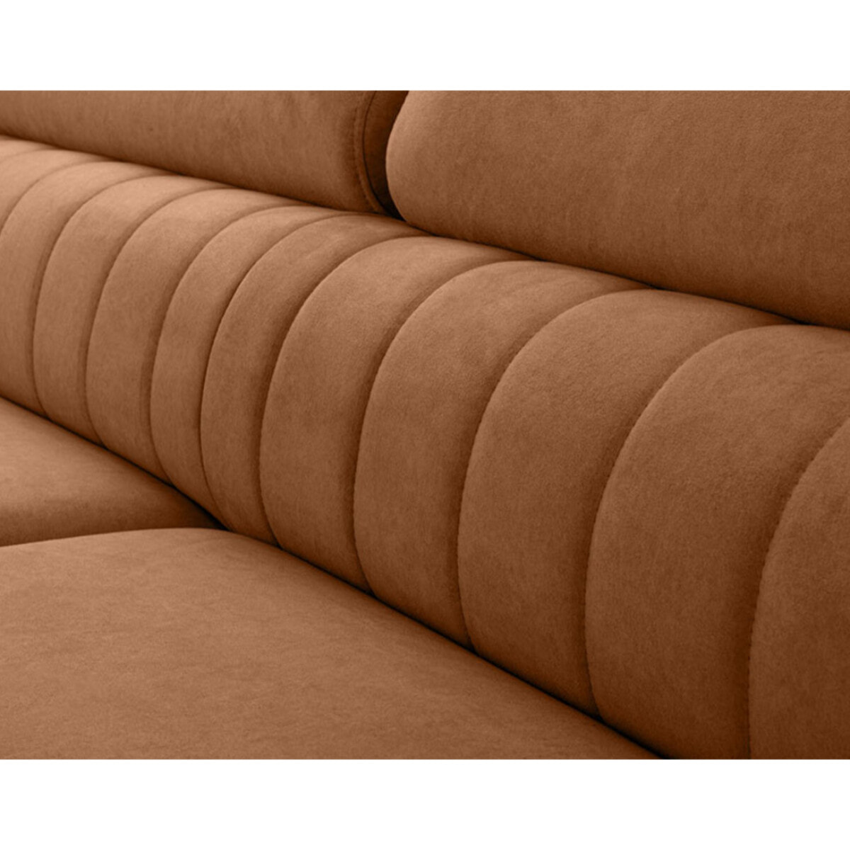 Aneta - canapé d'angle gauche 5 places - convertible avec coffre et têtières - en velours - Terracotta