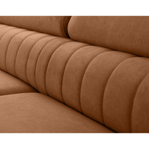 Aneta - canapé d'angle gauche 5 places - convertible avec coffre et têtières - en velours - Terracotta