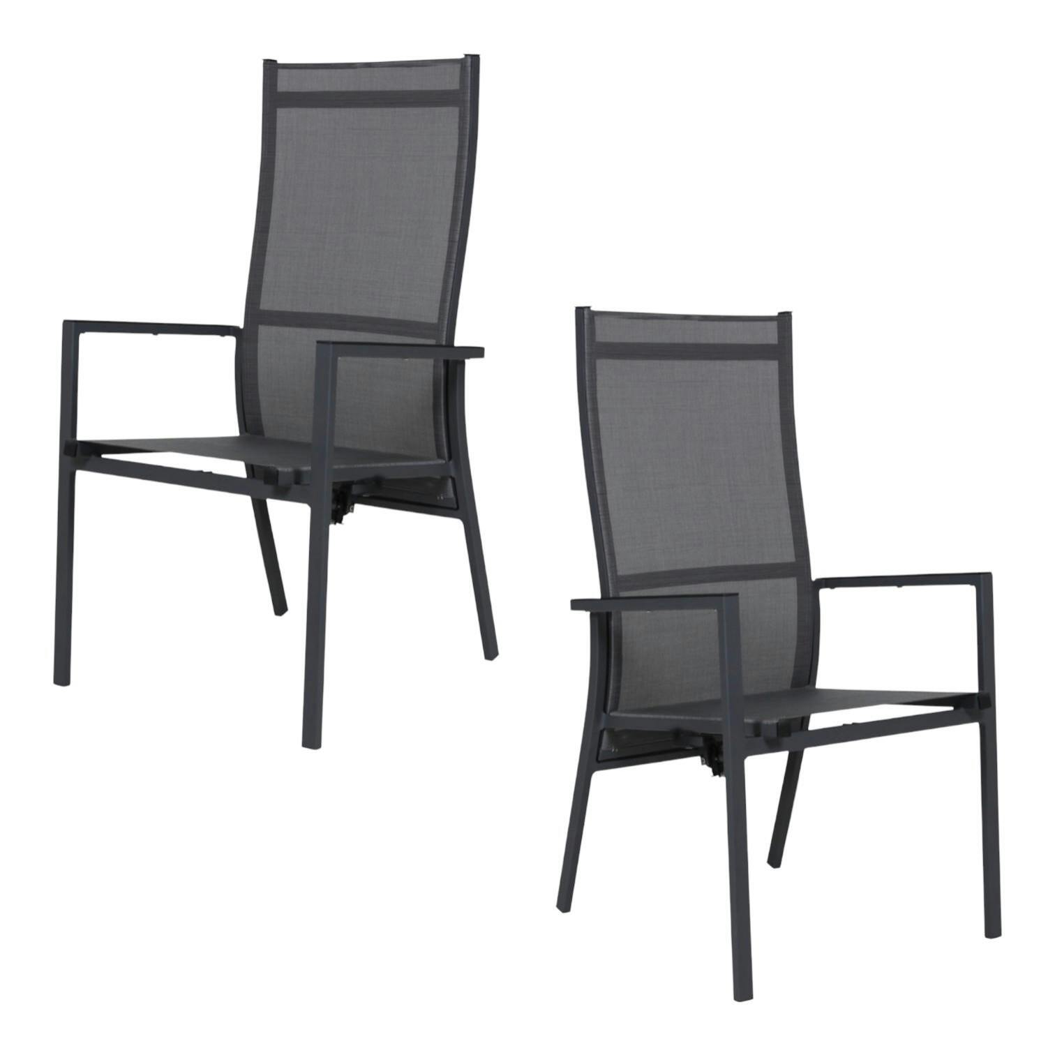 Fauteuil de jardin en aluminium avec dossier réglable gris anthracite (lot de 2) OSLO