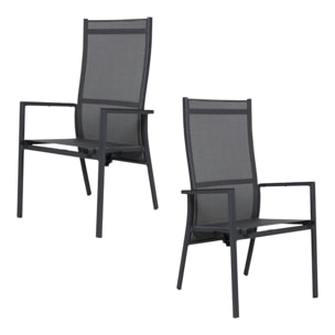 Fauteuil de jardin en aluminium avec dossier réglable gris anthracite (lot de 2) OSLO