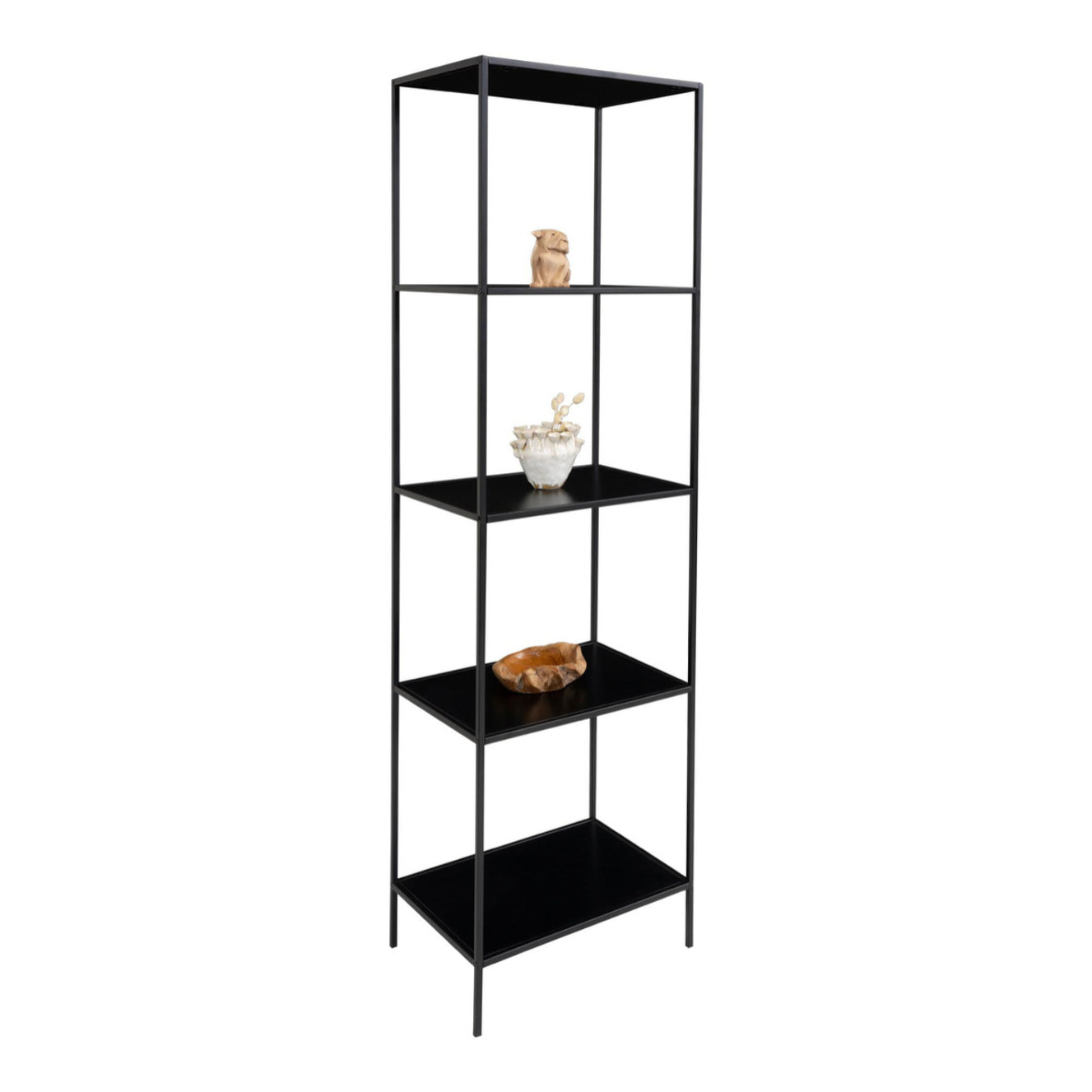 Libreria Vita a 5 ripiani in nero con struttura in acciaio, 51×36×170 cm