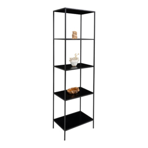 Libreria Vita a 5 ripiani in nero con struttura in acciaio, 51×36×170 cm