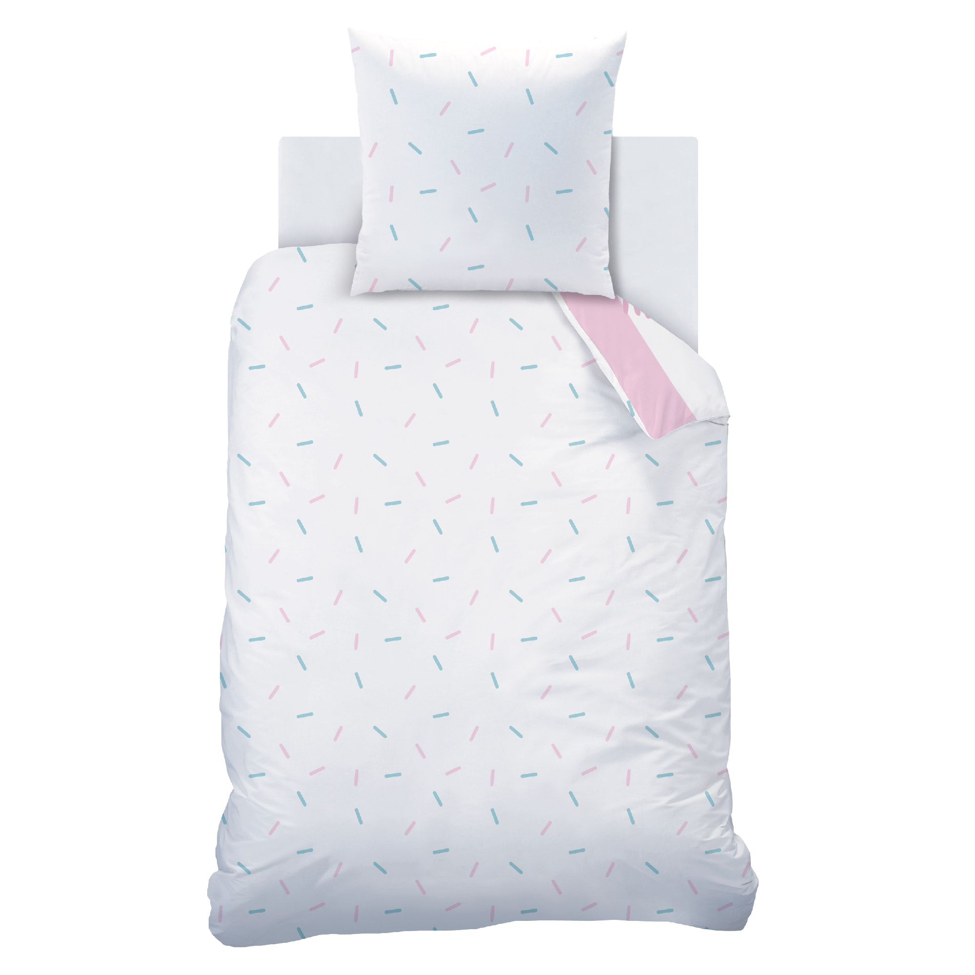 Parure de lit imprimée 100% coton, DISNEY HOME STITCH STRIPE