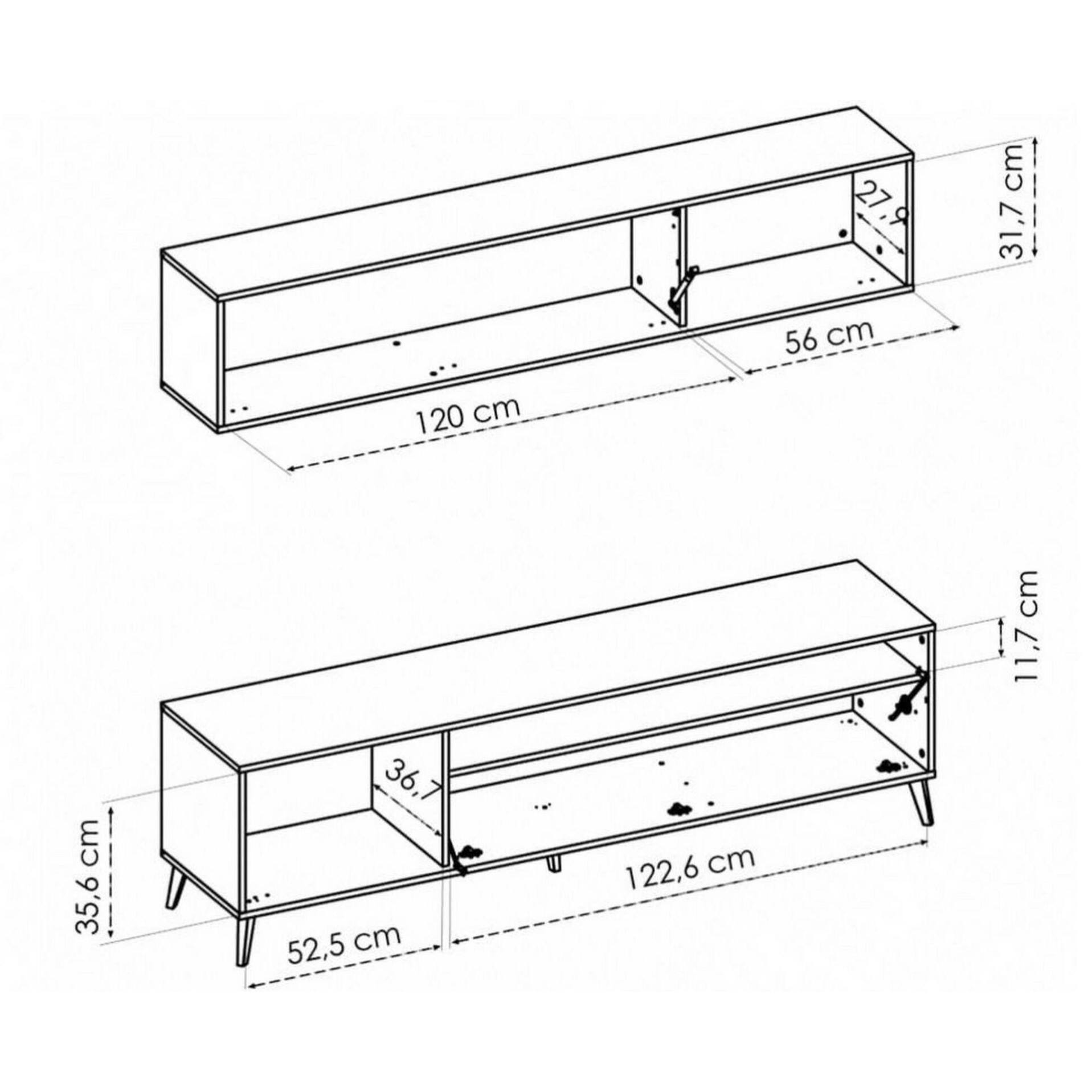 Mobile porta TV Tambo, Set da soggiorno porta TV, Mobile salotto multiuso, 180x41h180 cm, Rovere Nodi e Antracite