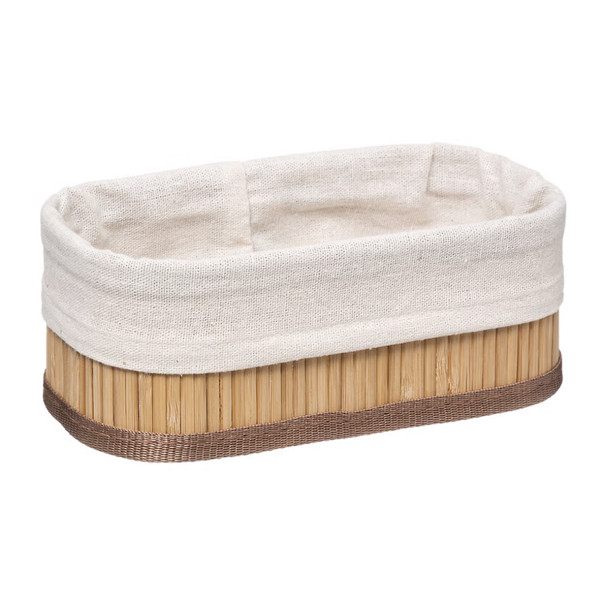 Lot de 3 paniers en bambou et tissu - Beige