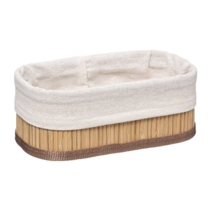Lot de 3 paniers en bambou et tissu - Beige