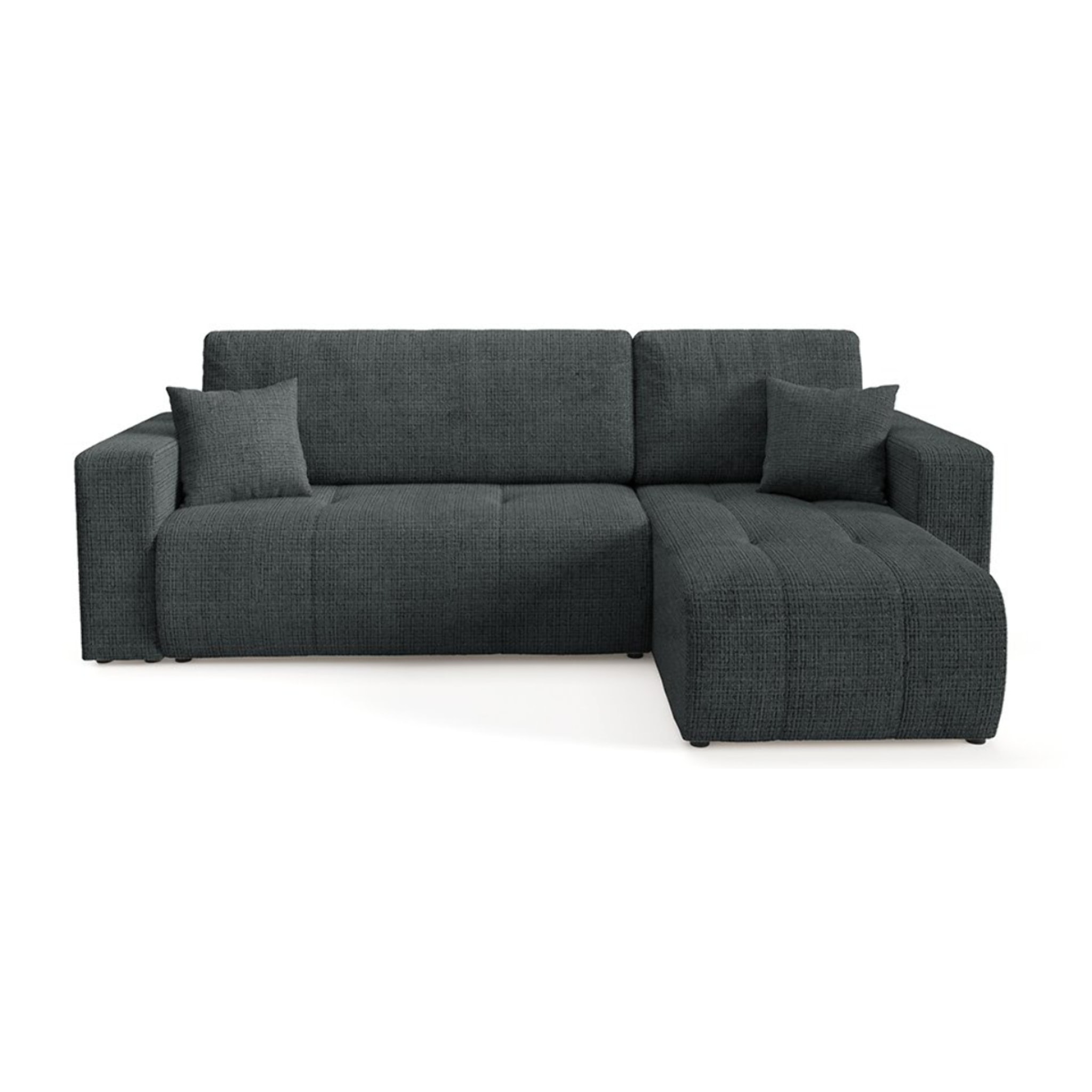 AURORE - Canapé d'angle droit 3 places en tissu texturé gris foncé