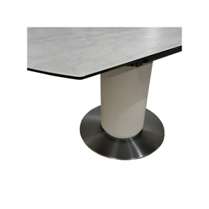 Table extensible ronde 90 à 150 cm céramique gris pied métal - GIGI