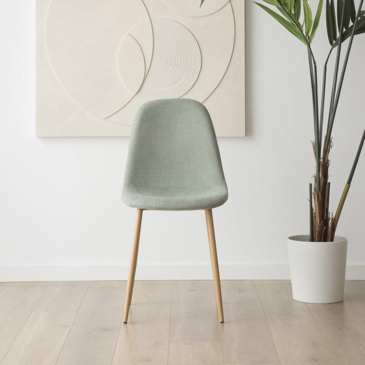 Pack de 4 chaises -tissu et bois-couleur bleu aigue-marine 44 x 88 x 51 cm