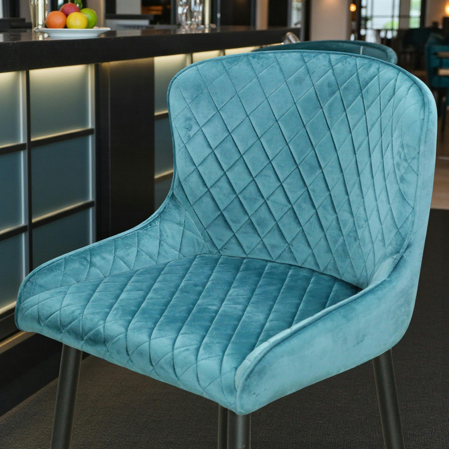 Chaise de bar velours bleu (lot de 2) ARLINGTON