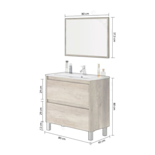 Mueble de baño con espejo Thai 2 cajones Nordik