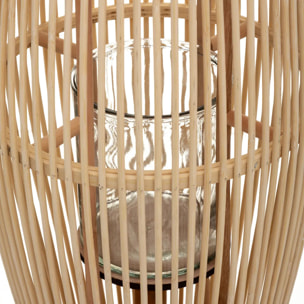 Lanterne "Fit" - bambou & verre H72 cm