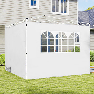 Parois latérales pour tonnelle 3x3m avec fenêtre polyester blanc