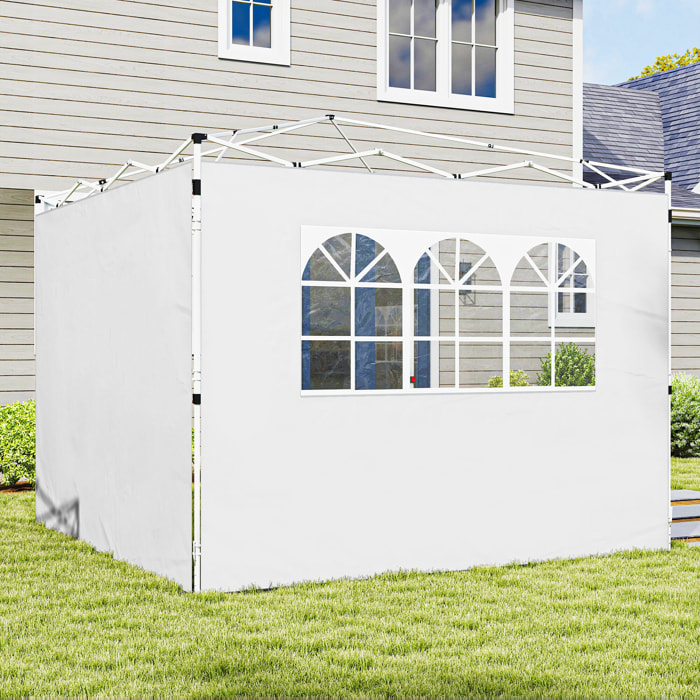 Parois latérales pour tonnelle 3x3m avec fenêtre polyester blanc