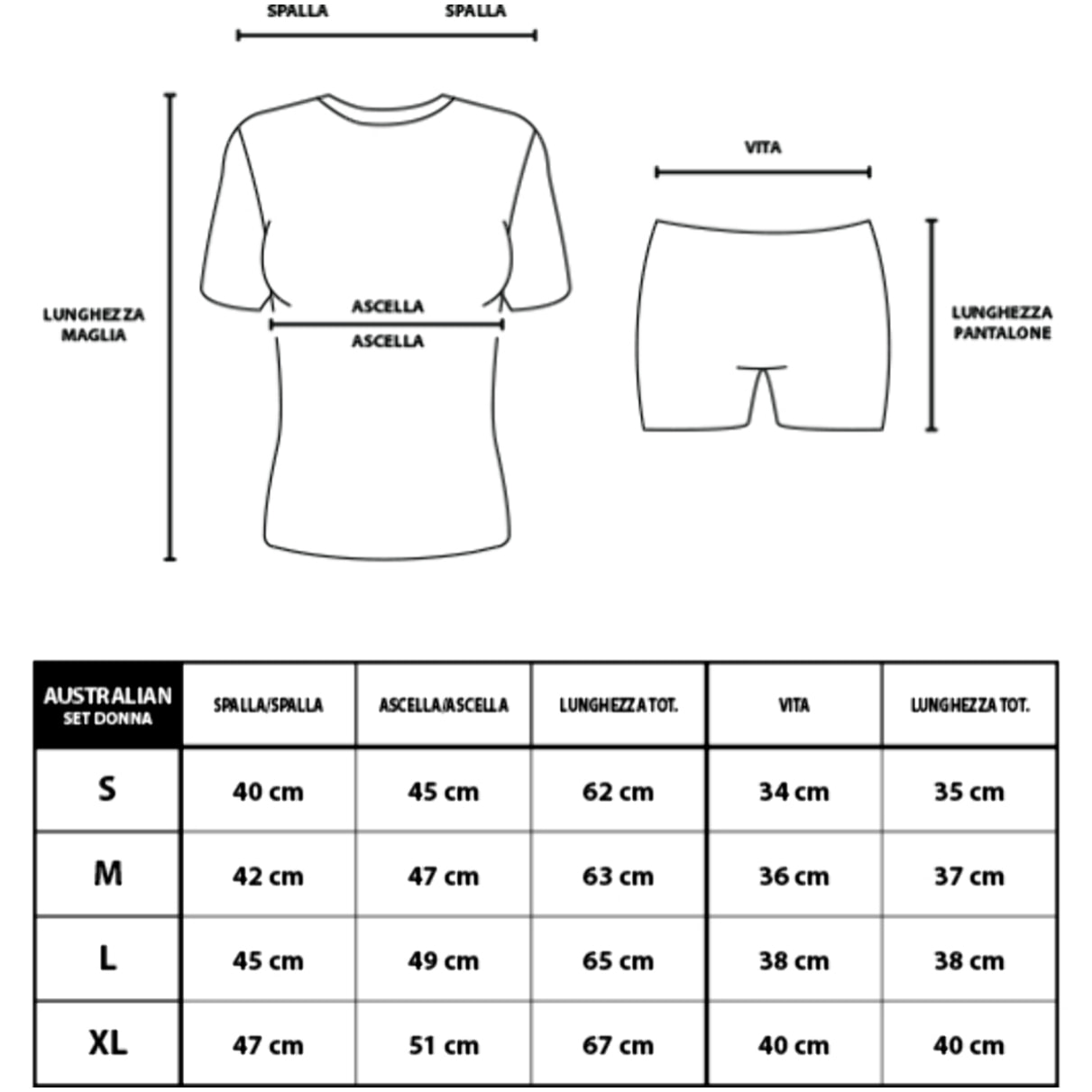 Completo Homewear Donna Corto AUSTRALIAN Cotone