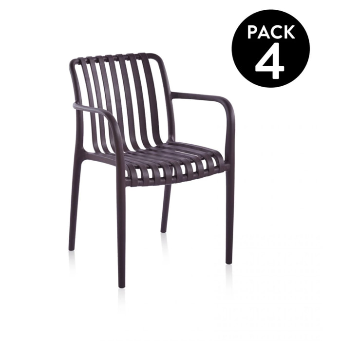 Pack 4 sillas de exterior Jamie Arm Marrón