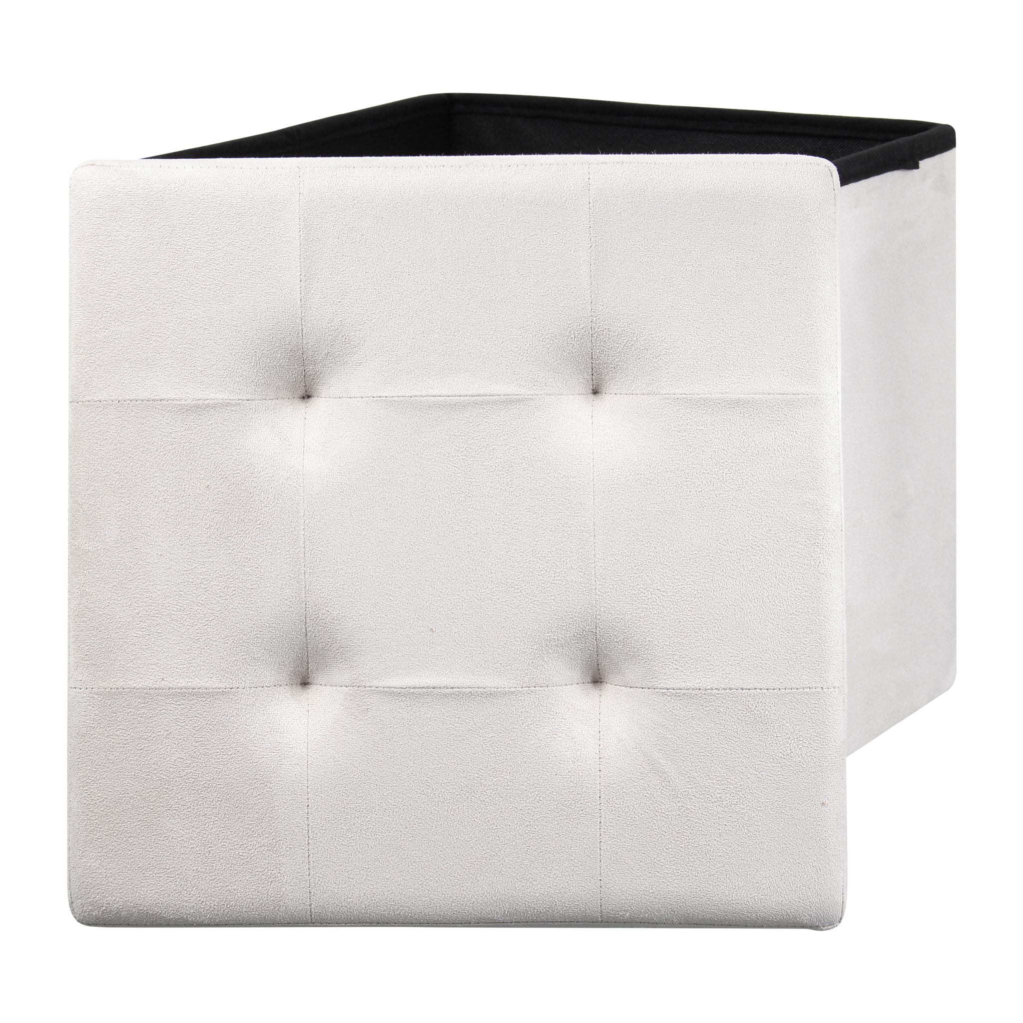 Coffre Pouf Pliable Suedine Beige
