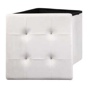 Coffre Pouf Pliable Suedine Beige
