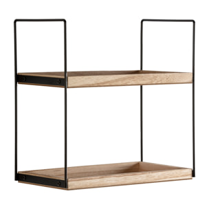Estantería de pared Carlos de 2 niveles, madera de Paulownia